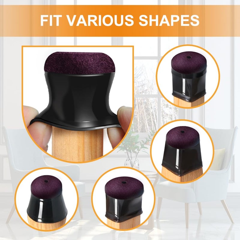 VIUME 24 Pcs Chair Leg Floor Protectors for Hardwood Floors Silicone Covers to Protect Wood Tile Floors Scratches Felt Pads Furniture Leg Caps No Noise (Fit:0.5""-0.89"") - Image 2